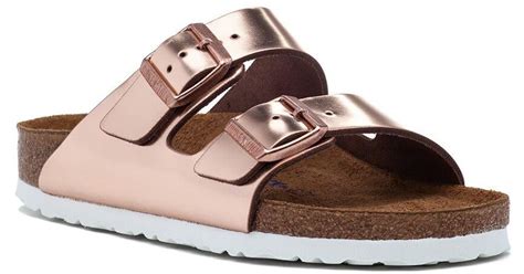 birkenstock arizona rose gold metallic.